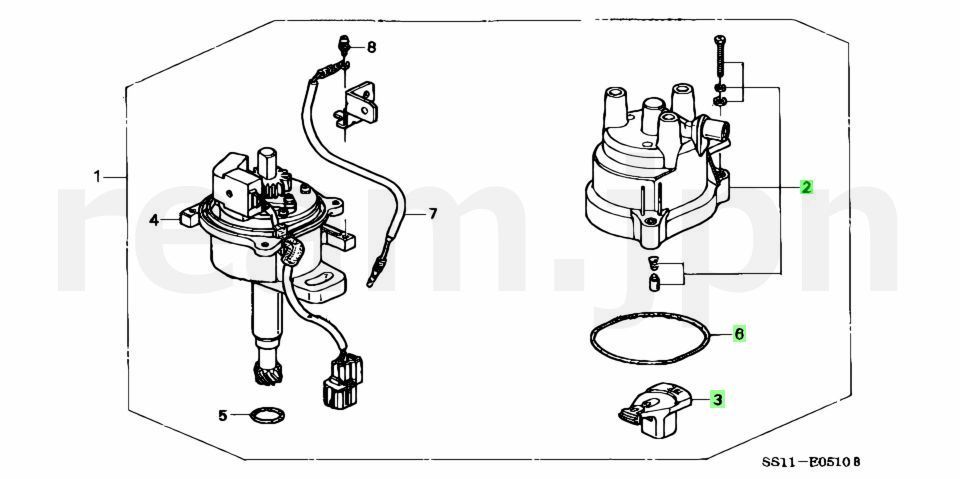 ホンダ純正 ビート PP1 ディストリビューター キャップ ローター セット デスビキャップ Honda Genuine E-PP1 Beat JDM