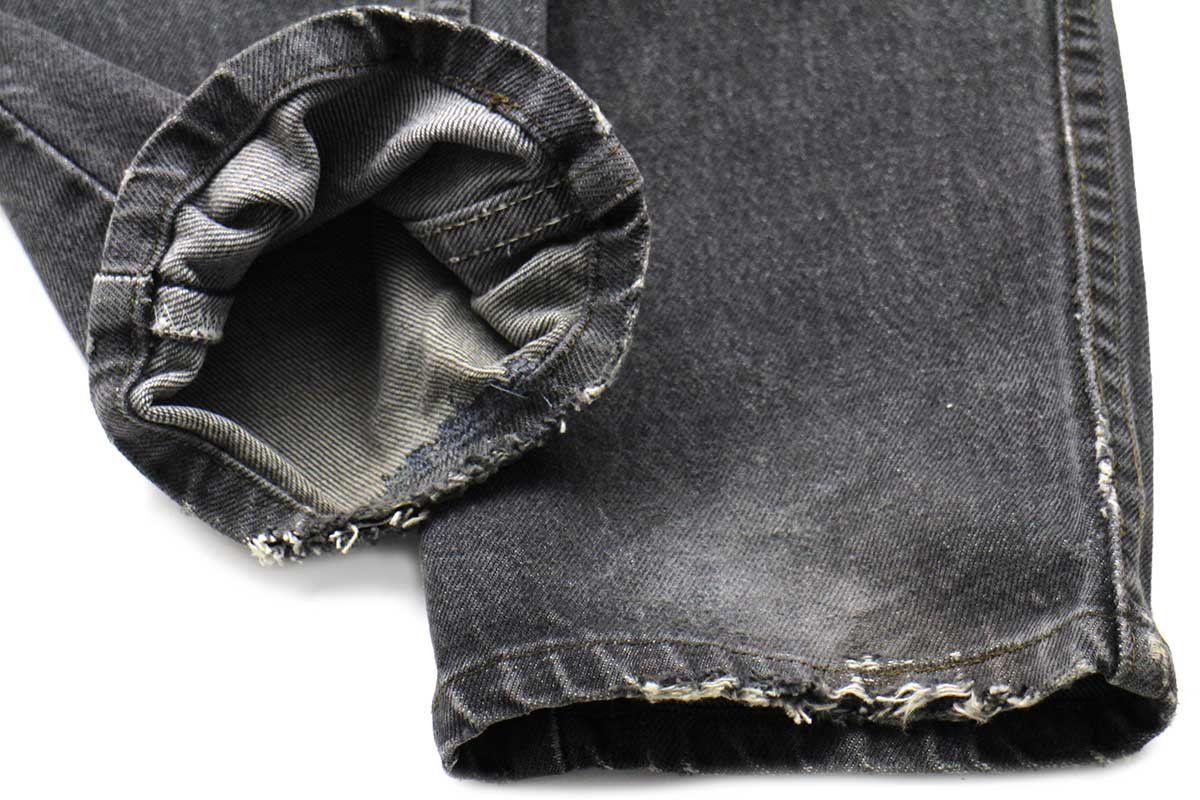 80s USA製 Levi'sリーバイス 505 ダメージ 先染め ブラック デニム