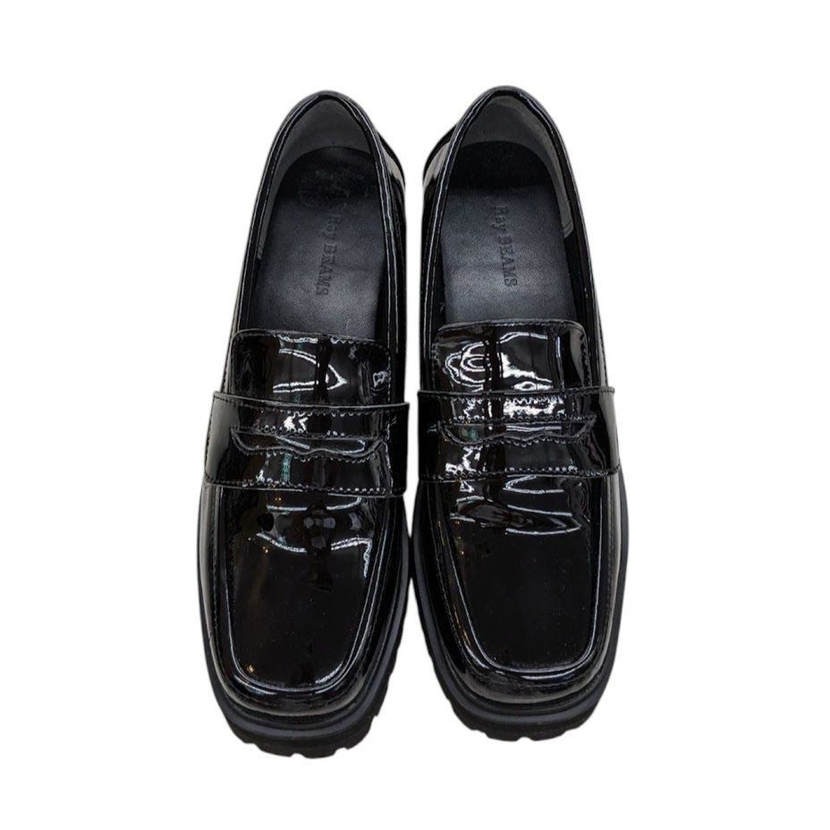 ☆美品☆【レイビームス】ビットローファー (23.5) ビブラム　厚底　黒 Ray BEAMS レイビームス エナメル パテント コインローファー