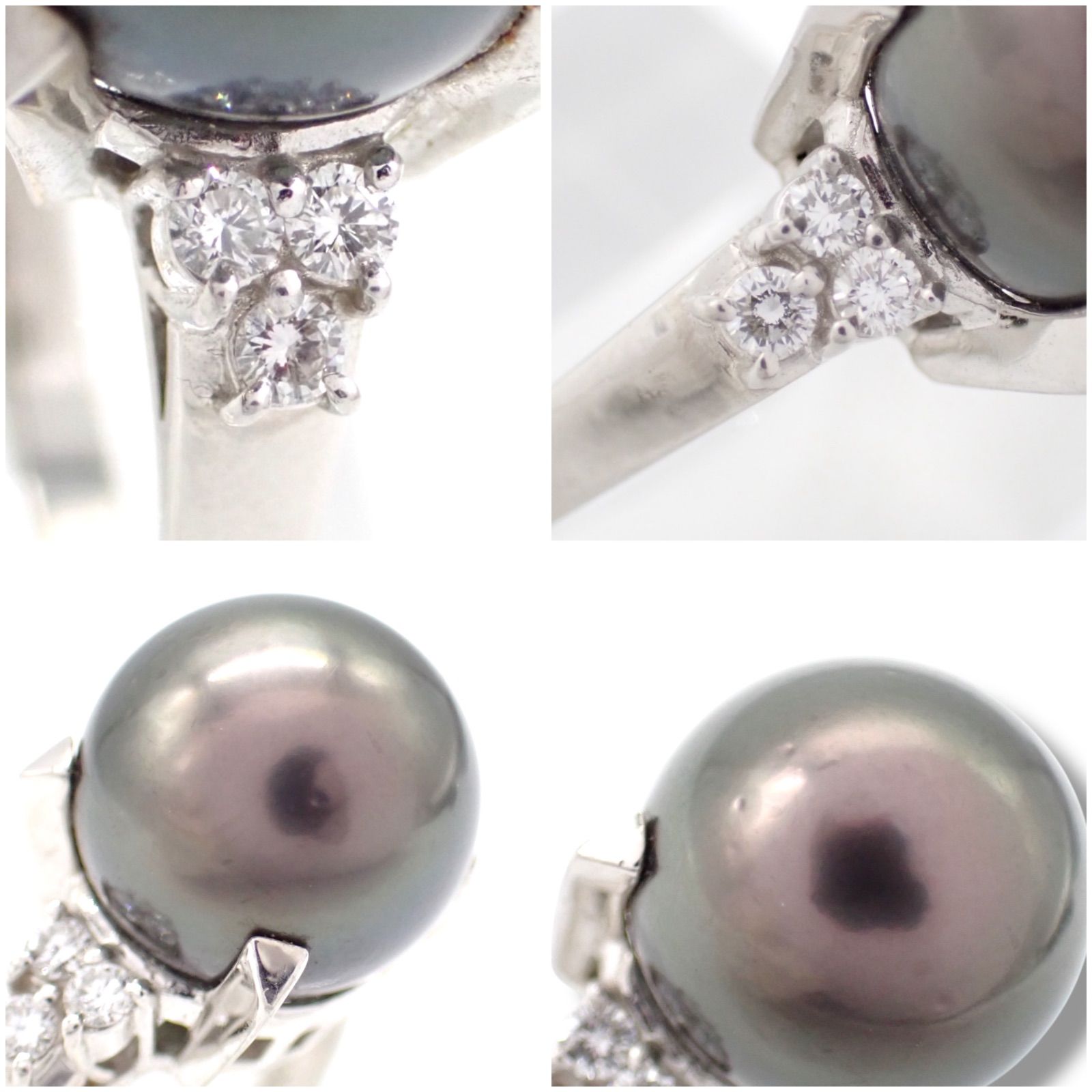 タサキ 12.5㎜ 黒蝶真珠 0.23ct ダイヤ リング Pt900 4313 - メルカリ