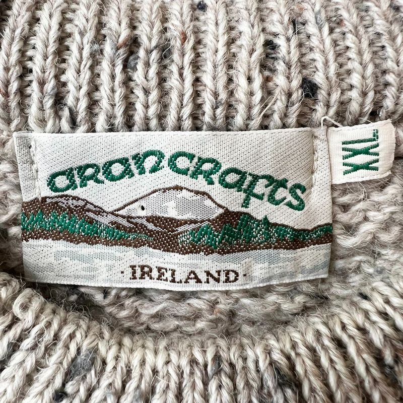 アイルランド製 aran crafts カラー ネップ ウール フィッシャーマン 