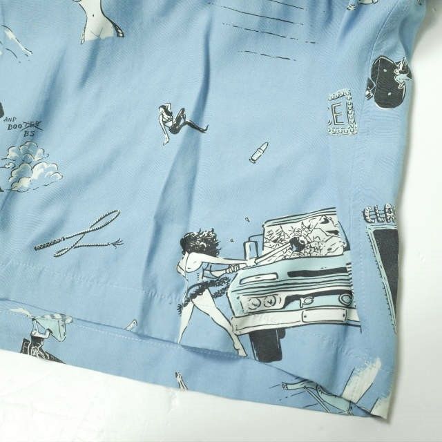 Porter Classic レーヨン アロハ シャツ M 日本製 水色 PORTER CLASSIC, ALOHA SHIRT 水彩 | Purveyors