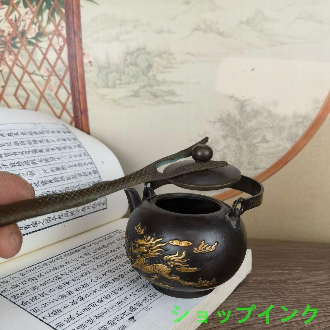 銅 細工 茶道具 魚鱗紋銅壺叉 工芸品 美術品 置物 - メルカリ