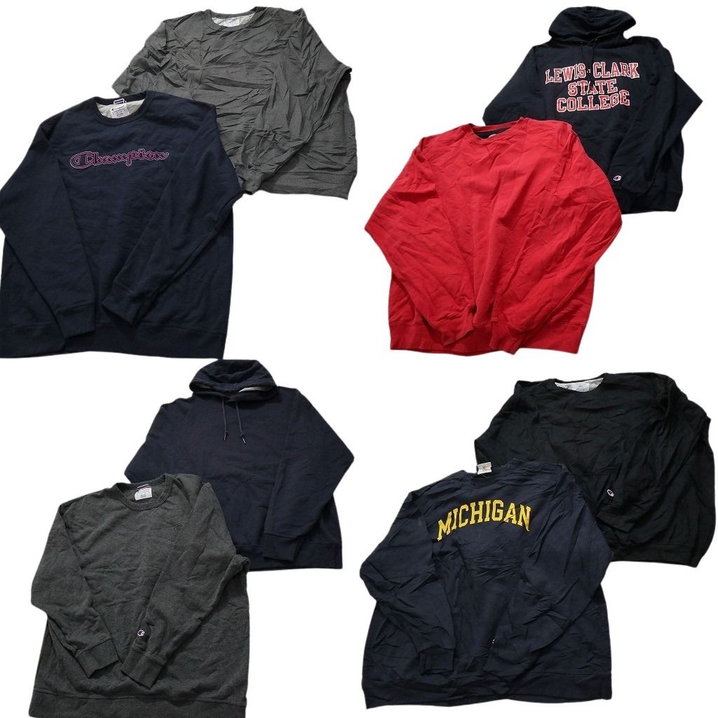 古着卸 まとめ売り チャンピオン Champion スウェット 8枚セット メンズ 2XL |3XL |4XL アーチロゴ Vガゼット ロゴ 古着 NC0997