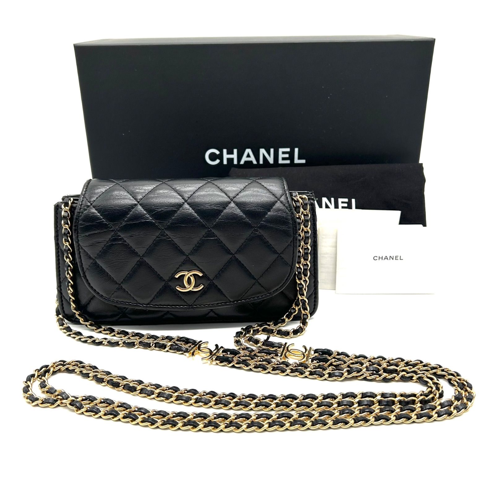 CHANEL✨ラムスキン マトラッセ チェーンショルダーバック ゴールド CHANEL シャネル チェーンショルダー マトラッセ ゴールド金具