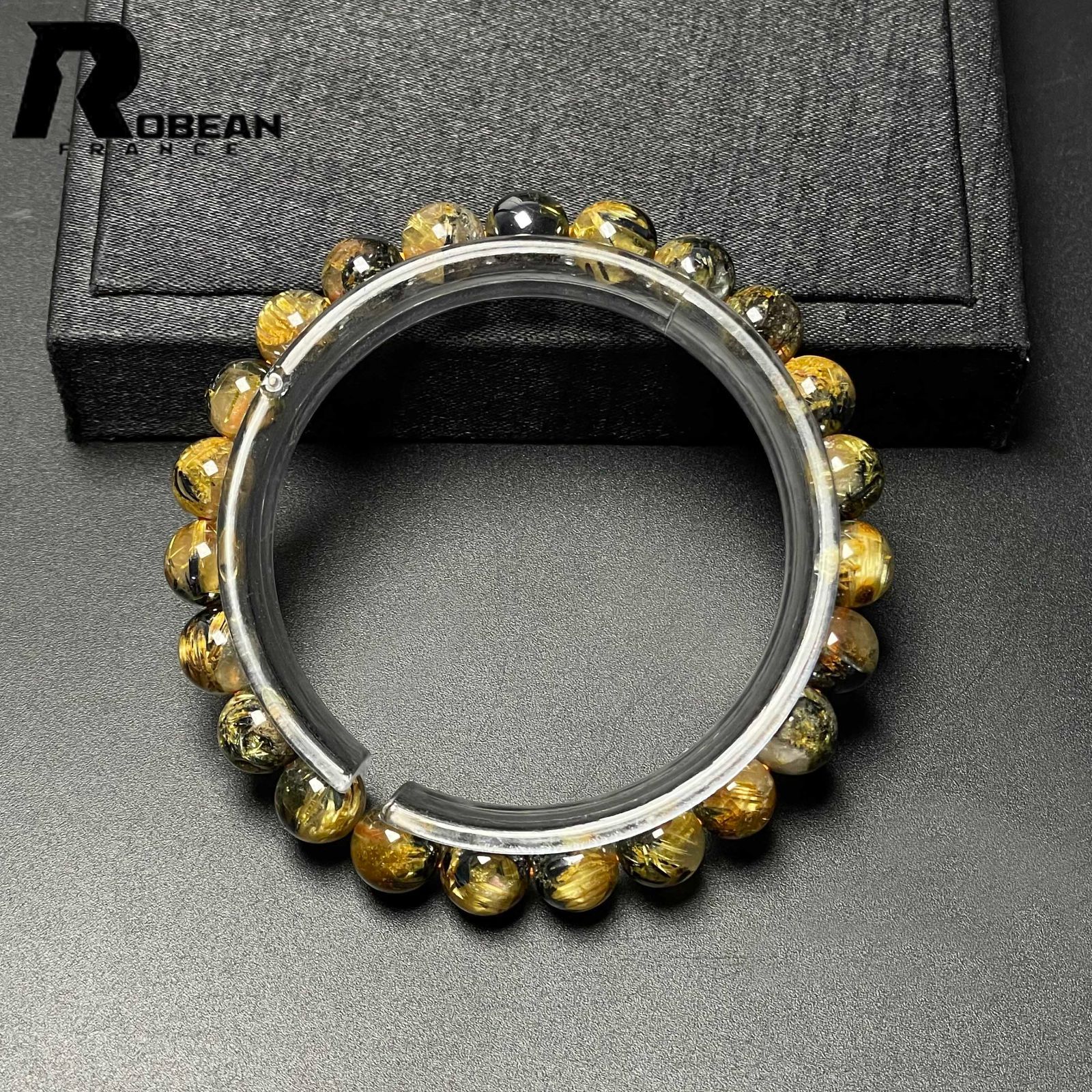 10 OFFクーポン 夢色 EU製 定価10万円 ROBEAN 太陽花タイチンルチル 黄金針水晶 金運 開運 ゴールド ブレスレット パワーストーン プレゼント1 8.3-8.7mm M0927565 WWW_SHINETEETH_COM