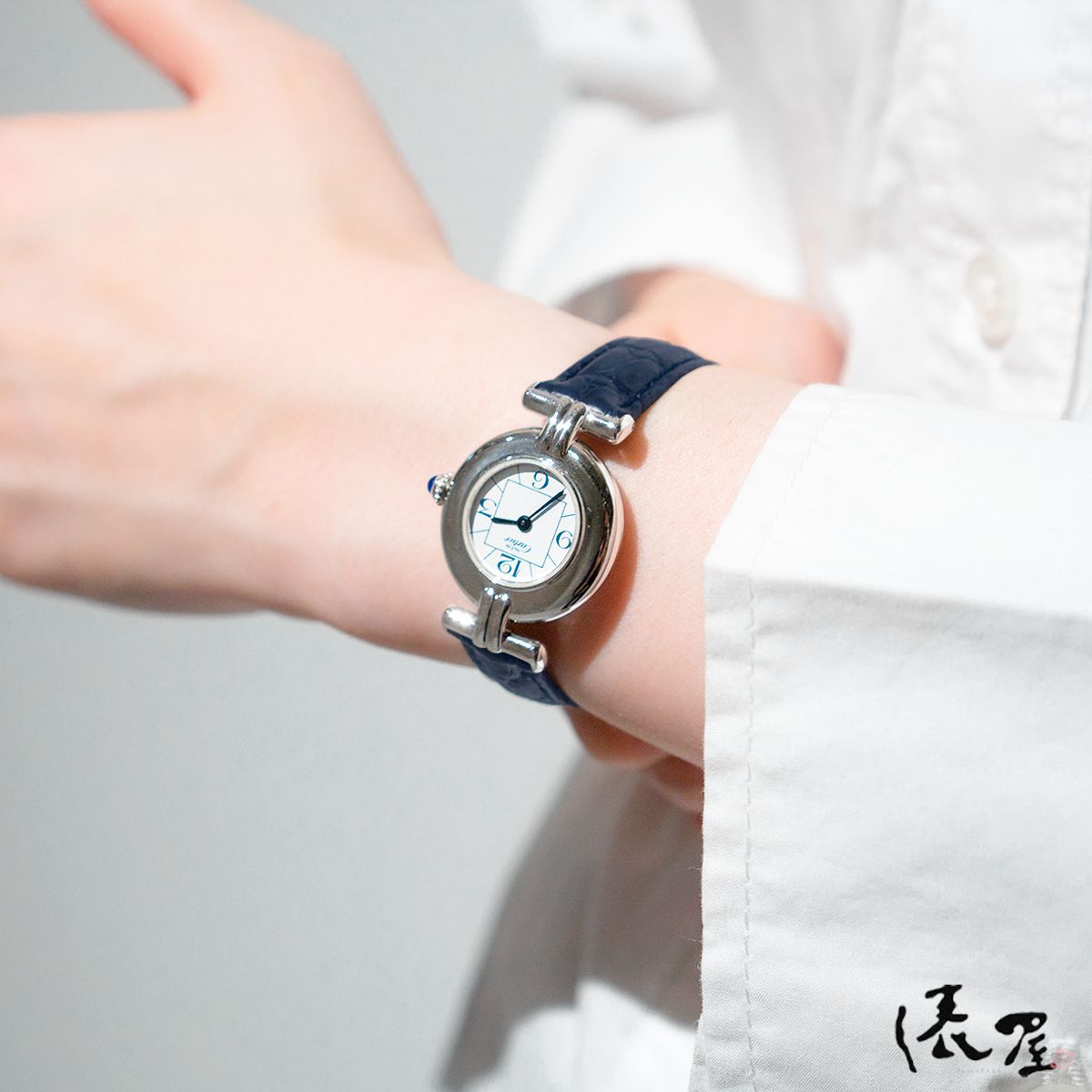 【国際保証書】カルティエ マストコリゼ 後期モデル OH済 ブルーアラビア ヴィンテージ レディース Cartier 時計 腕時計 【送料無料】