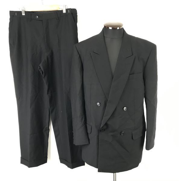 80s-90s|Vintage 鐘紡|kanebo セットアップ|ダブルスーツ メンズXL|98AB6|黒|black 冠婚葬祭|アジャスター付き|Jackets|Set up◆TBH996
