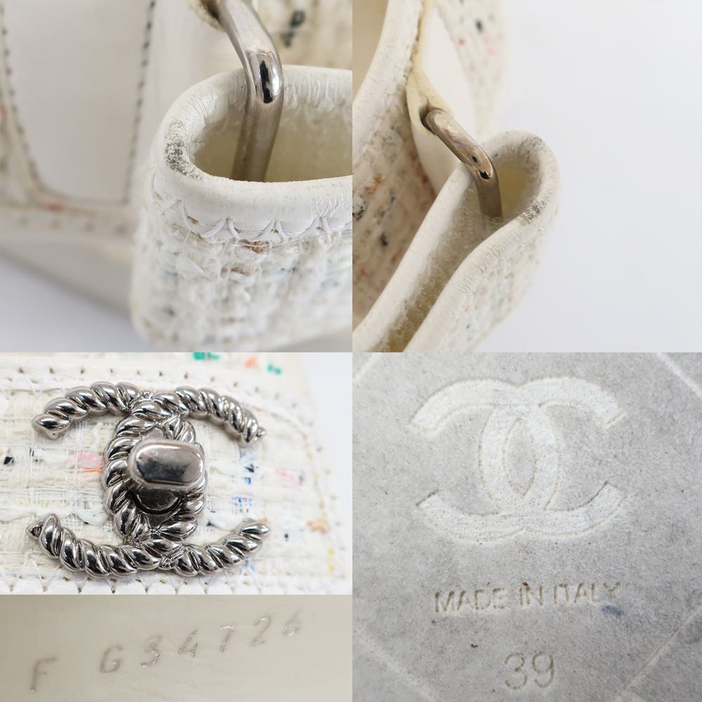 CHANEL ココマーク カメリア ツイード サンダル ホワイト サイズ34 CHANEL ココマーク カメリア ツイード サンダル ホワイト サイズ