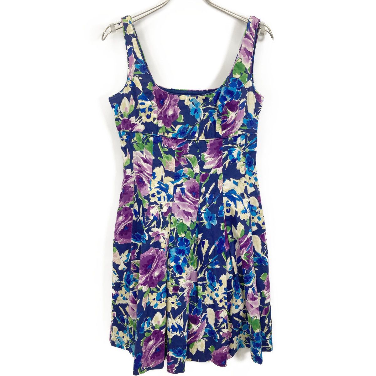 LAUREN RALPH LAUREN ローレン ラルフローレン ﾌﾞﾙｰ 花柄 ﾉｰｽﾘｰﾌﾞ ﾜﾝﾋﾟｰｽ 8P