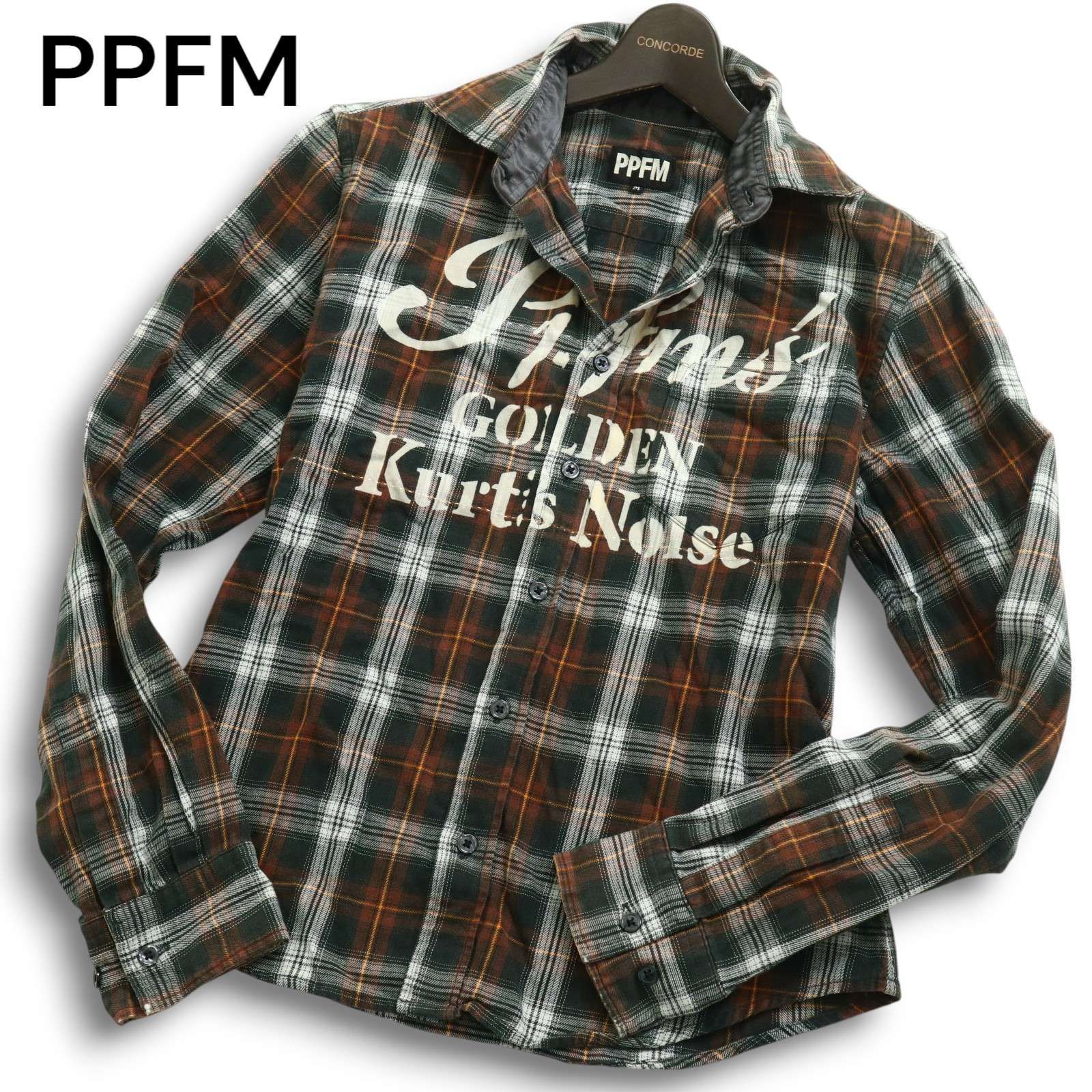 PPFM ペイトンプレイス 秋冬 プリント 長袖 チェック ネル シャツ Sz.M メンズ