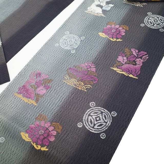 新古品】 袋帯 未使用 正絹 京都 西陣 じゅらく 帝王紫 金糸 すくい織  