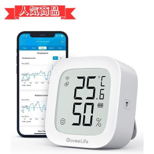 happy-shops GoveeLife WiFi 温度計 湿度計 高精度 ワイヤレス デジタル温湿度計 スマホで温湿度管理 アラート通知機能付き(通知音ない) データの保存とエクスポート インテリア 乾燥対策 赤ちゃん 