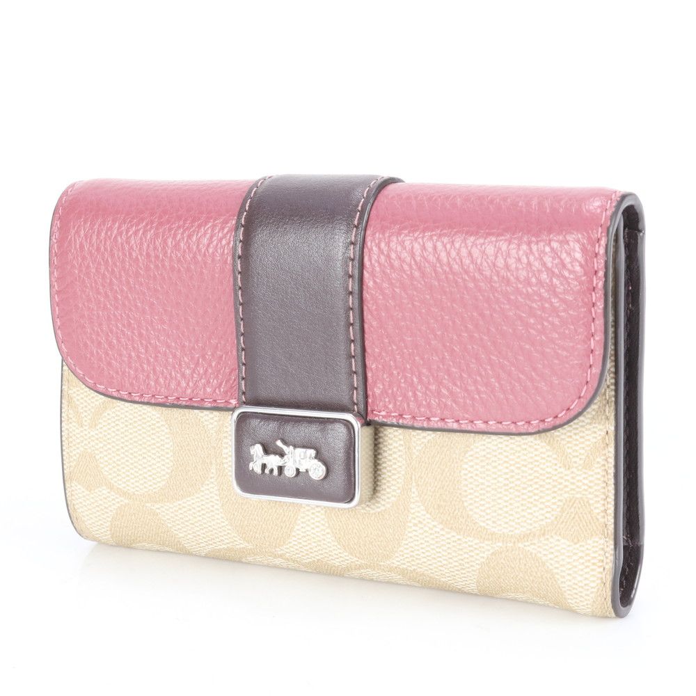 COACH - 美品 コーチ シグネチャー キャンバス レザー 二つ折り