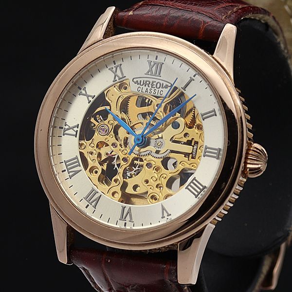 動作品 AUREOLE CLASSIC 37SW-470M 自動巻き腕時計 オープンハート 裏