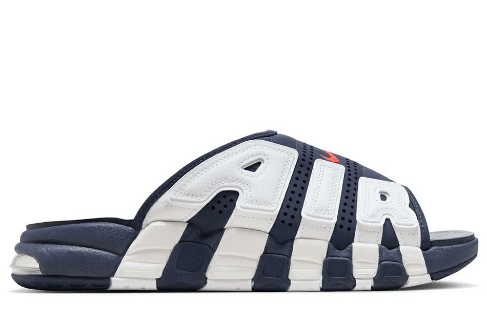 NIKE AIR MORE UPTEMPO SLIDE FQ8699-400 MIDNIGHT NAVY|UNIVERSITY RED-WHITE-CLEAR ナイキ エア モア アップテンポ スライド ミッドナイトネイビー サンダル メンズ スニーカー