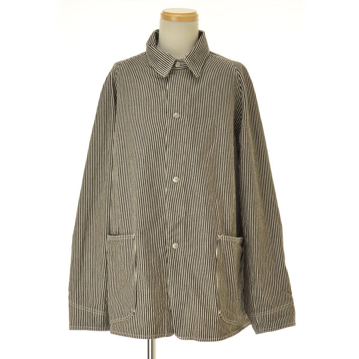 SASSAFRAS ヒッコリー　カバーオール　Lサイズ SASSAFRAS - ササフラス 日本製 ヒッコリーストライプ柄