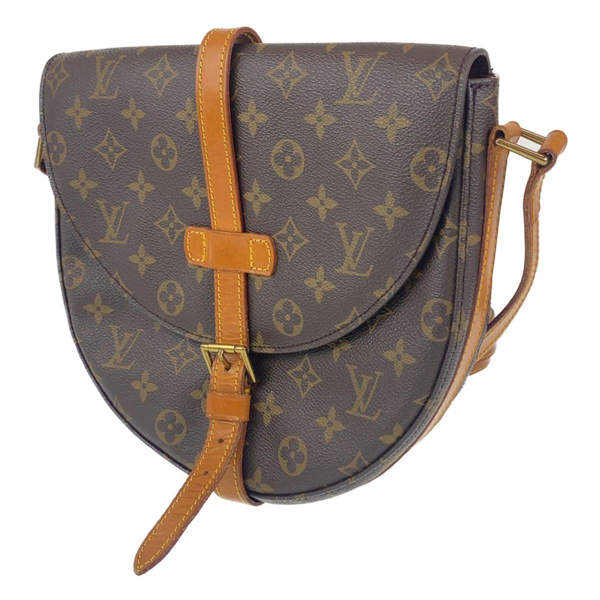 LOUIS VUITTON ルイヴィトン モノグラム シャンティGM ベタなし ブラウン 茶 ゴールド金具 レザー M51232 斜め掛け  ショルダーバッグ レディース 401227 【中古】【中古】