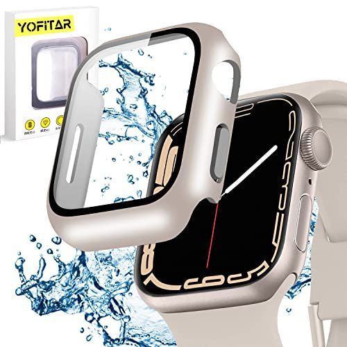 45mm_スターライト防水 YOFITAR for Apple Watch 987 用 ケース 45mm アップルウォッチシリーズ 987 用 保護カバー ガラスフィルム 一体型 PC素材 タッチ感良好 アップルウォッチ 第9世代第8世代第7世代 