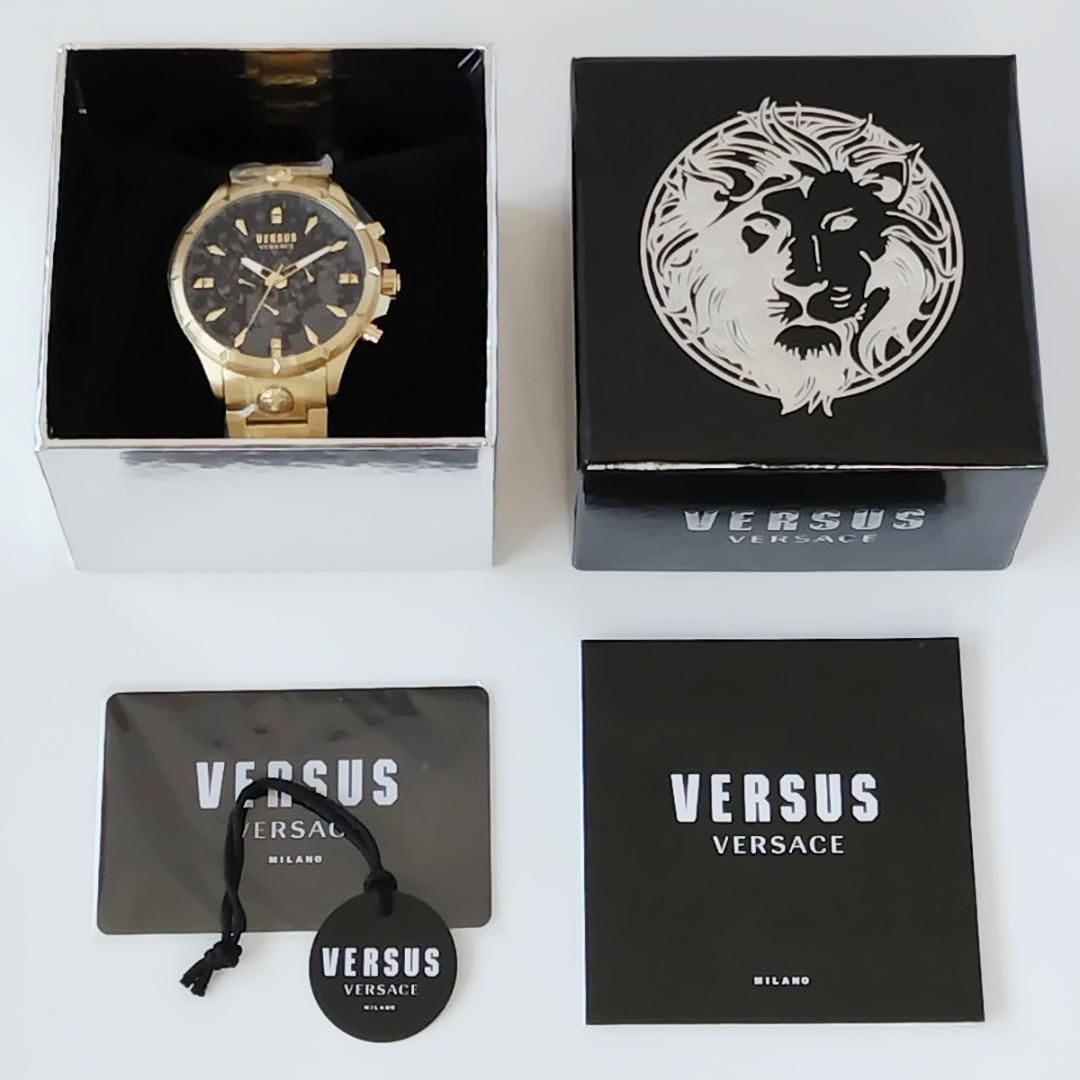 ゴールド/黒 新品ヴェルサス・ヴェルサーチ腕時計メンズ クロノグラフ