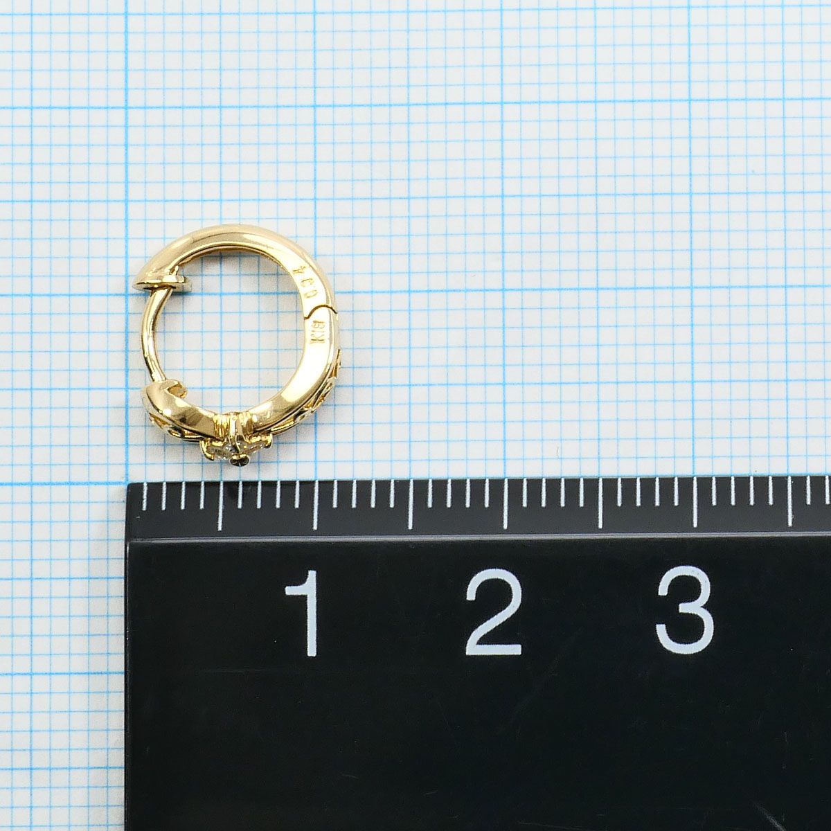  K 18 18金 YG イエローゴールド ピアス 片耳 ダイヤモンド 0.04 ct 総重量1.1 g レディース アンサンブル トップス