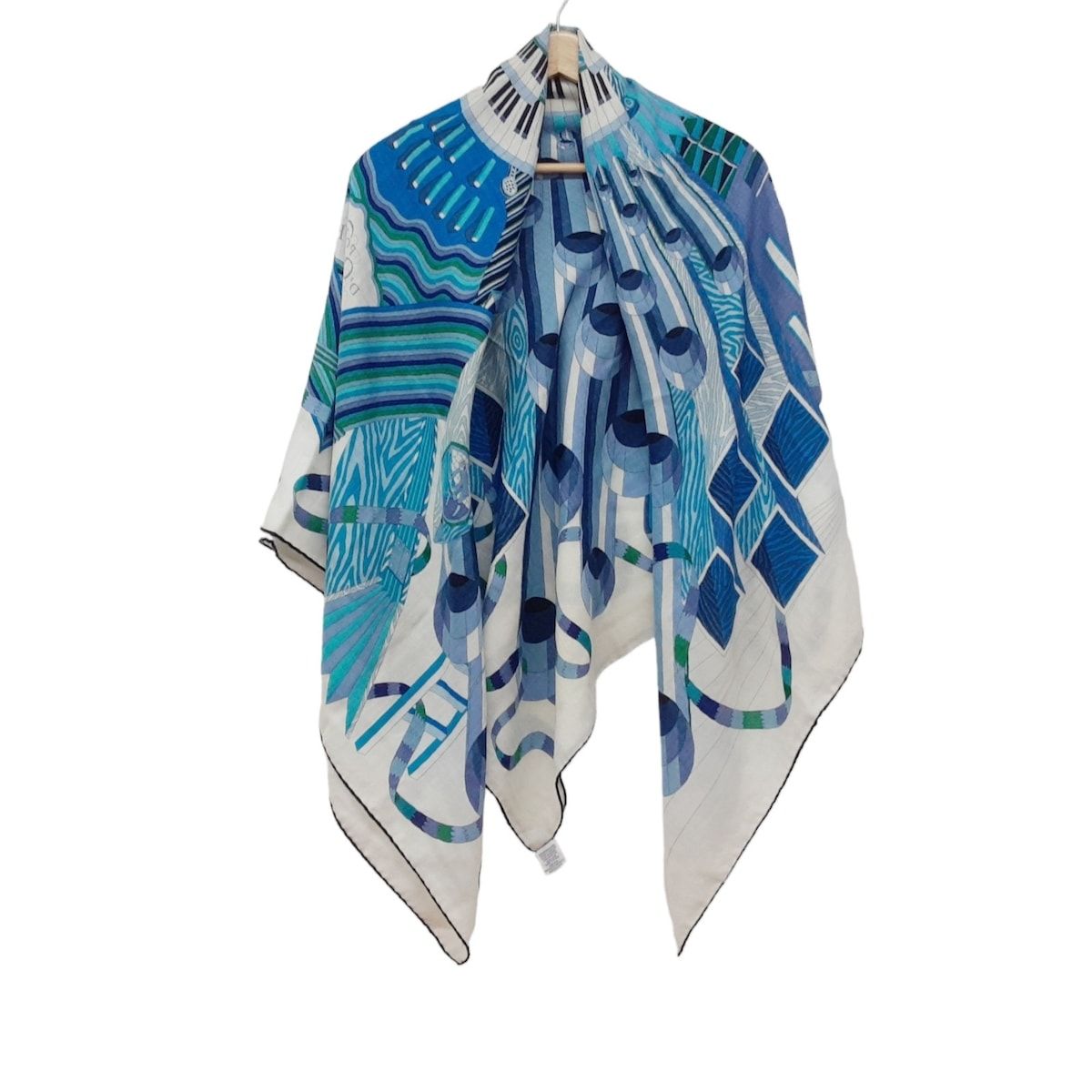 HERMES(エルメス) ストール(ショール)美品 カレ140 アイボリー×ブルー