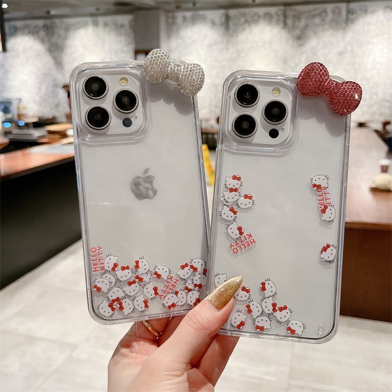 hellokitty iPhone16plusケース iphoneケース 可愛い 流砂ケース クリアケース ハローキティ iphone15ケース ハードケース スマホケース 可愛い iphone15ケ