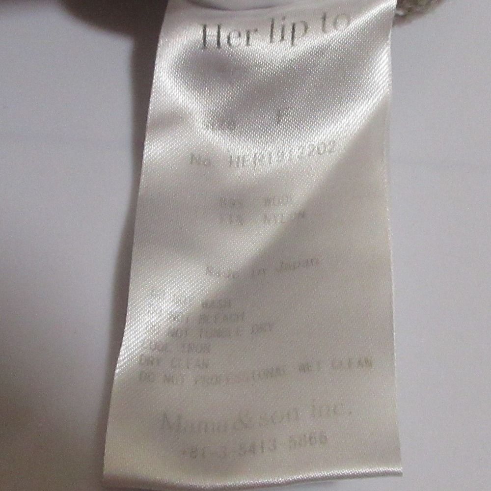 Her lip to - 良品 Her lip to ハーリップトゥ Message Knit Pullover 長袖 ハイネック ニット セーター HER1912202 サイズF ベージュ レディース 古着 中古 USED Her lip to - 良品 Her lip to ハーリップトゥ Message Knit