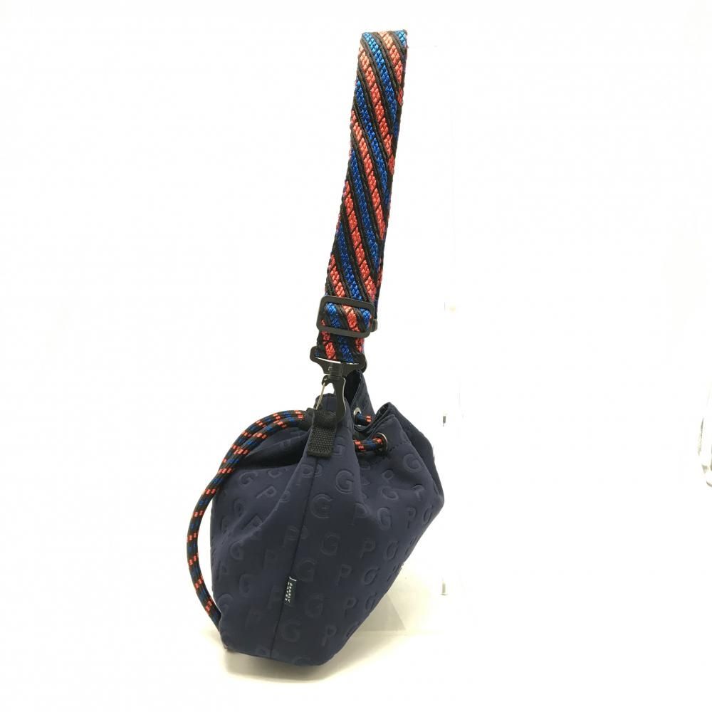 パーリーゲイツ カートバッグ ネイビー×白 凹凸ロゴ ショルダーストラップ着脱可 FRゴルフ モデル PEARLY GATES