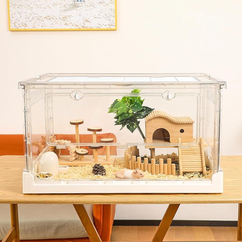 Ruexue ハムスターケージ＆モルモット 小動物ペット用の完全透明でエコフレンドリーな大型アクリルケージ 例えば ヒゲトカゲ ネズミ ハリネズミ カメレオン イグアナなど 70.5x43.5x39cm 70.5x43.5x39cm
