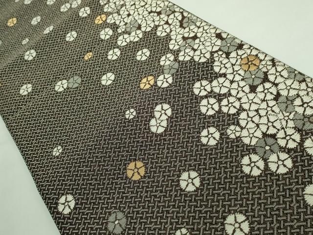 平和屋本店□極上 キモノデザイナー 斉藤上太郎 全通柄袋帯 舞花文