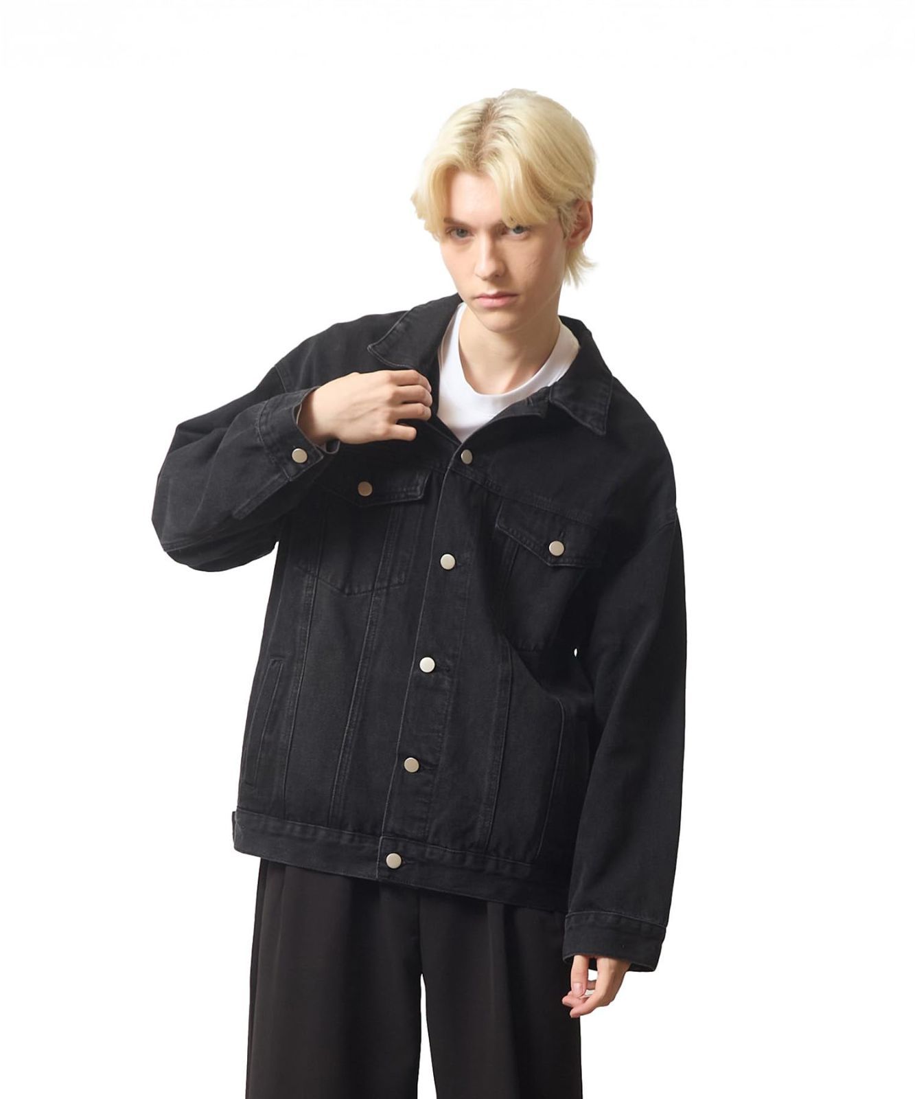 Color ブラック_Size M FACTRIUM ワイド デニム ジャケット ジージャン f.1.3.6 M ブラック