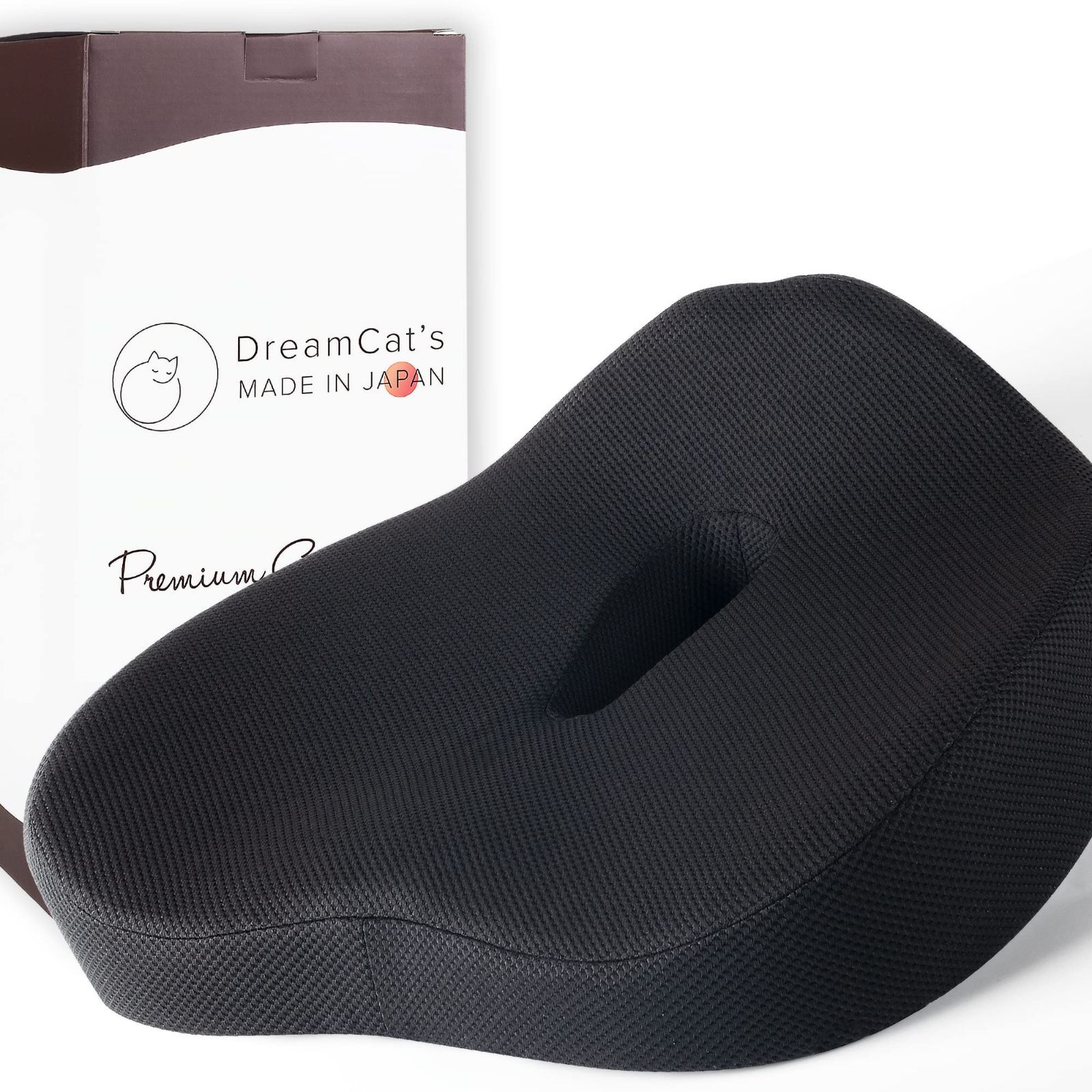DreamCat's 座布団 クッション お尻が痛くならない 椅子 シート フロア チェア通気性 蒸れない 滑り止め (ブラック)