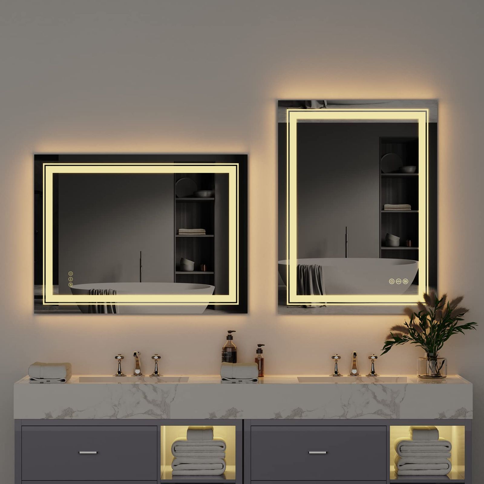 新着商品 Wisfor 洗面台 鏡 LED ミラー 壁掛け 洗面所 照明 横掛け 縦掛け 浴室 おしゃれ 化粧鏡 3色調整 防曇 防水 メモリー機能 70×50㎝