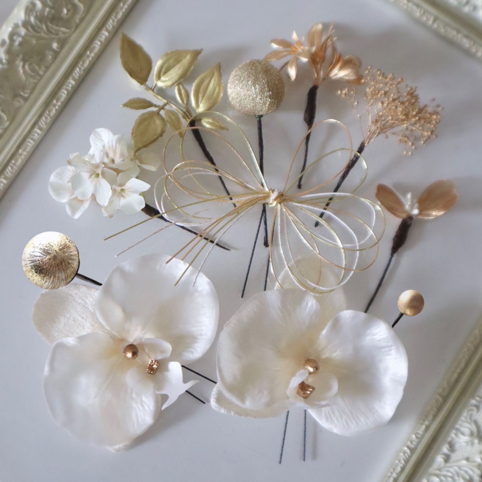 成人式　卒業式　髪飾り　胡蝶蘭　和装　ドライフラワー　ヘッドパーツ 胡蝶蘭 髪飾り 結婚式 和装 成人式 ブライダル 浴衣 白無垢