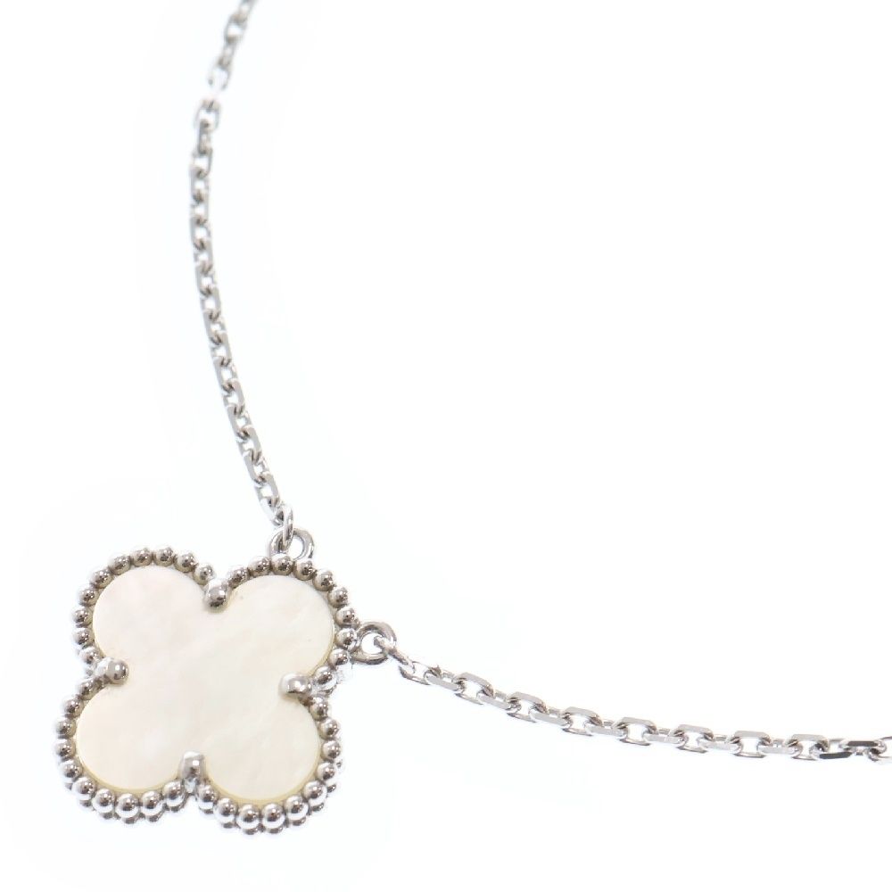 Van Cleef - Arpels ヴァンクリーフアンドアーペル ヴィンテージアルハンブラ ネックレス ホワイト ペンダント マザーオブパール ホワイトゴールド WG VCARF48700