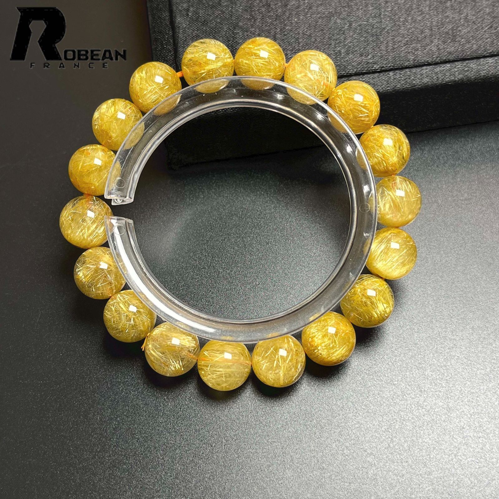 EU製 定価43万円 ROBEAN ! 満針ルチルクォーツ ブレスレット パワーストーン 天然石 金運 お守り プレゼント 10.9-11.3mm K1024149