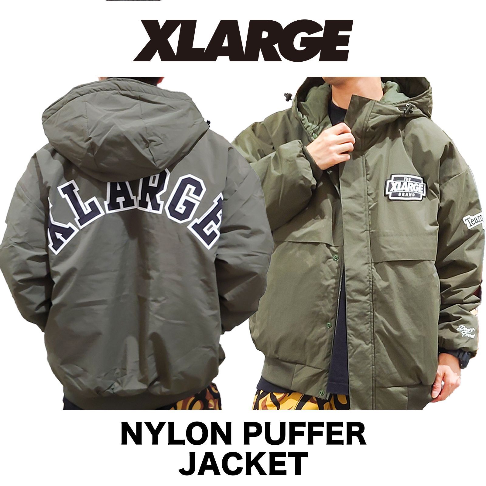 XLARGE エクストララージ NYLON PUFFER JACKET オリーブ | nate ...