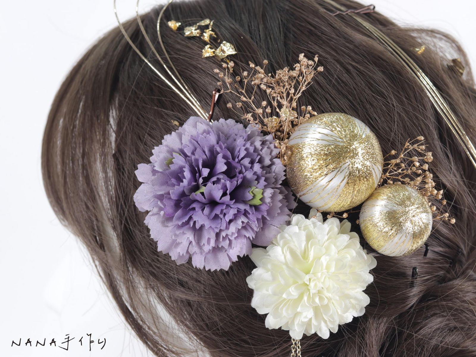 [NANA手作り]髪飾り ピンポンマム 和玉 かわいい 成人式 NANA手作り]髪飾り ピンポンマム 和玉 かわいい 成人式 七五三 花火大会