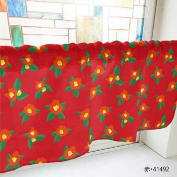 カフェカーテン 椿 800×450mm | 赤・41492 インテリア 小窓用 （赤