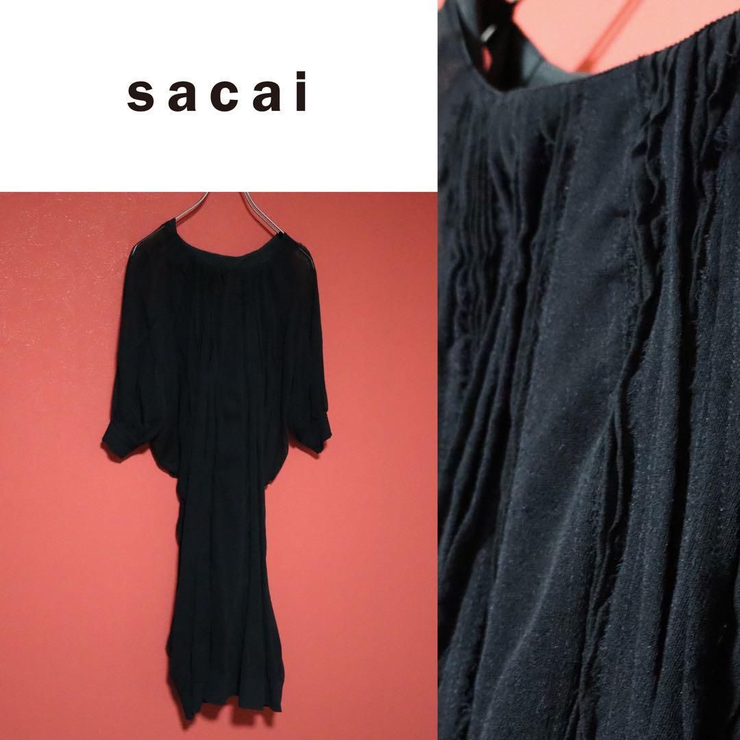 美品♡sacaiオリジナル柄シフォンプリーツワンピース