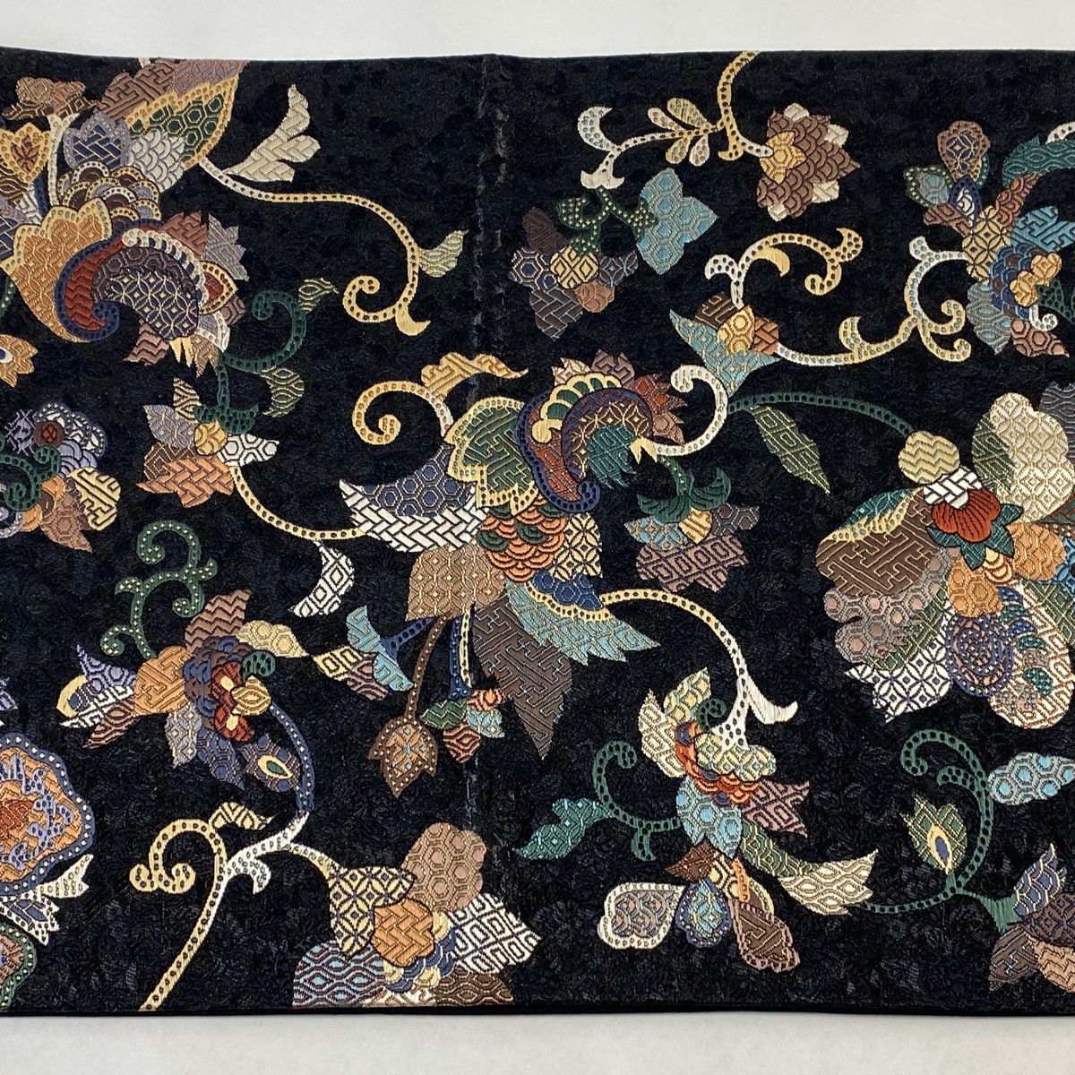 値下げ】袋帯 相良刺繍 金糸 花唐草模様 帯丈440cm 帯幅31cm y19-3436409【