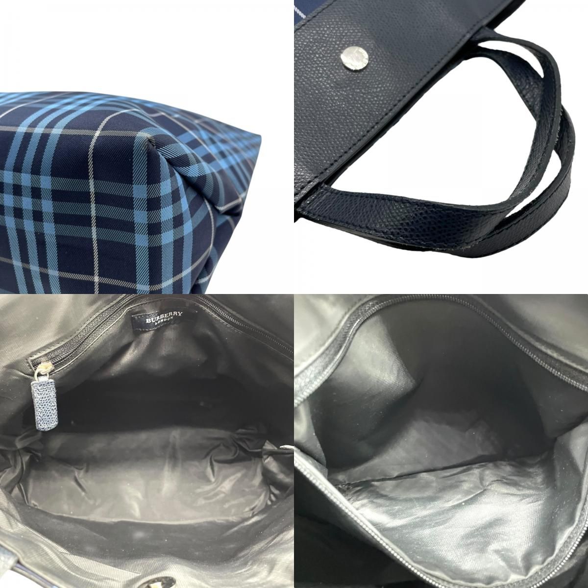 美品 BURBERRY バーバリー ノバチェック トートバッグ 青 ブルー