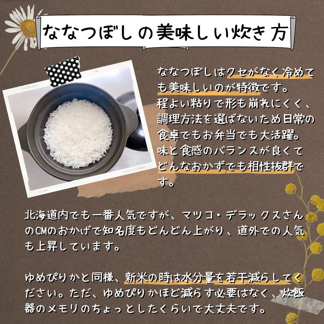 【令和6年・減農薬・特別栽培米】ななつぼし 10kg 北海道 蘭越産