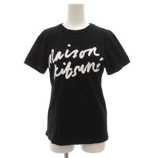 メゾンキツネ MAISON KITSUNE クルーネックTシャツ カットソー 半袖 ロゴ XS 黒 ブラック AW00104KJ0005 GV GY19 AA