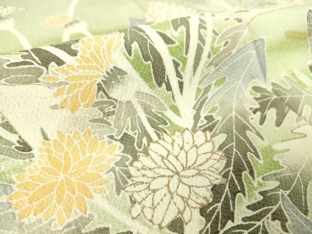 平和屋着物▽訪問着　単衣　草花文　金彩　鬼しぼ縮緬　正絹　逸品　DAAV5215az 平和屋着物▽訪問着 単衣 草花文 金彩 鬼しぼ縮緬 正絹 逸品