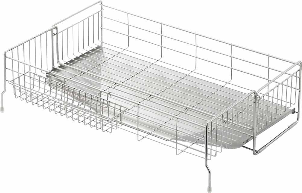 新着商品 食器 シンクサイド 日本製 5~6人用 幅の広がる 幅20×奥行57cm 箸置き付き 深型 水切りかご 水切りラック 1305934 ヨシカワ
