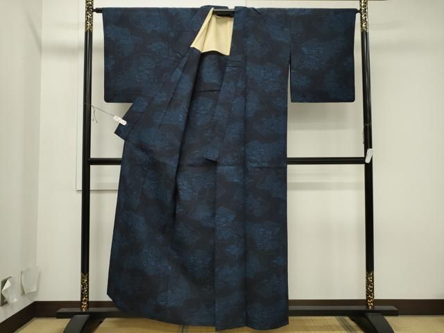 平和屋着物▽上質な紬 単衣 枝葉間道 正絹 逸品 DAAU2659ud （平和屋  