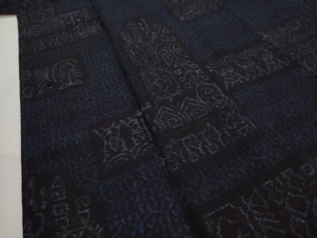 平和屋着物○上質な紬 色無地 濃藍色 正絹 逸品 AAAY9918np