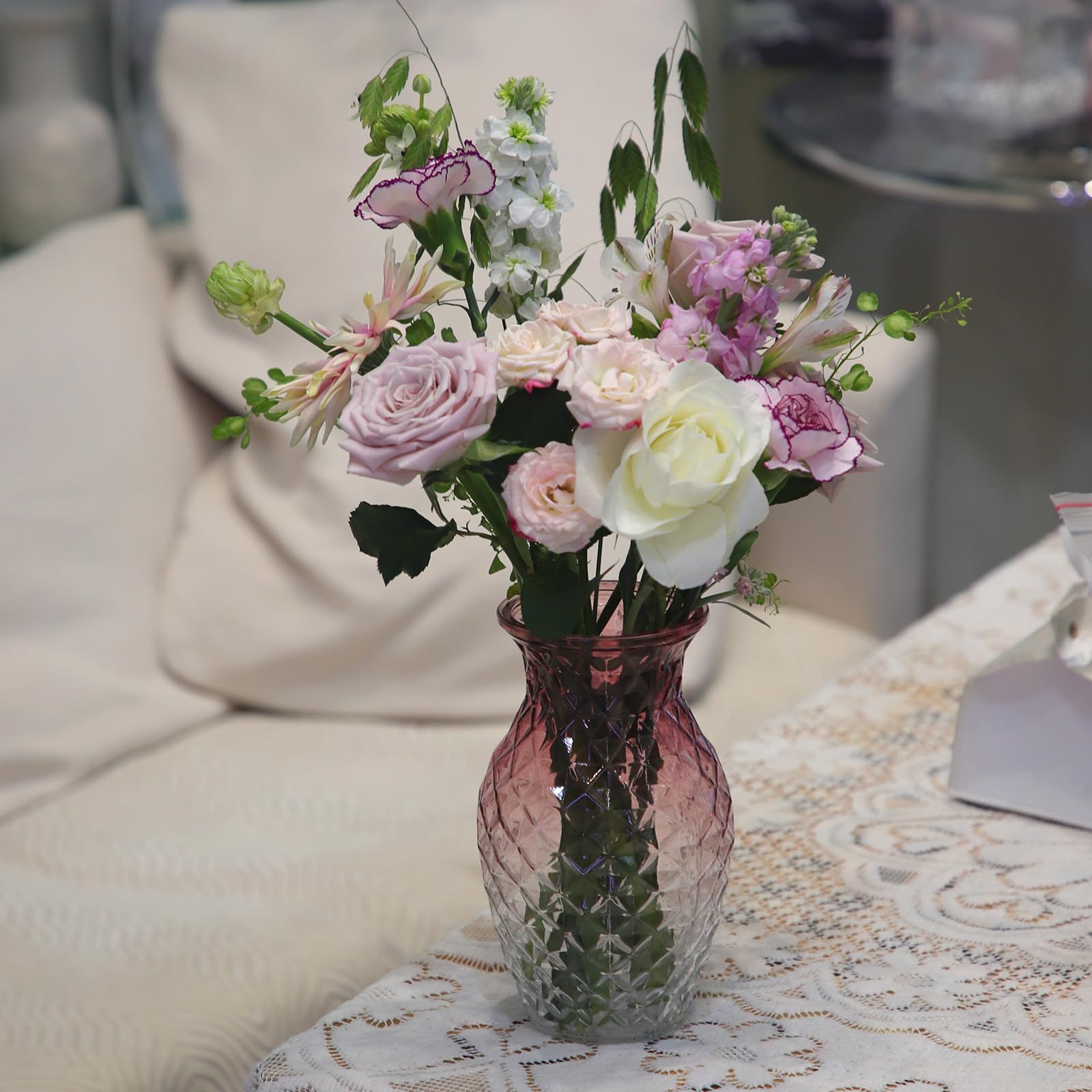 ガラス製フラワーベース パープルと透明のグラデーション 【公式通販】